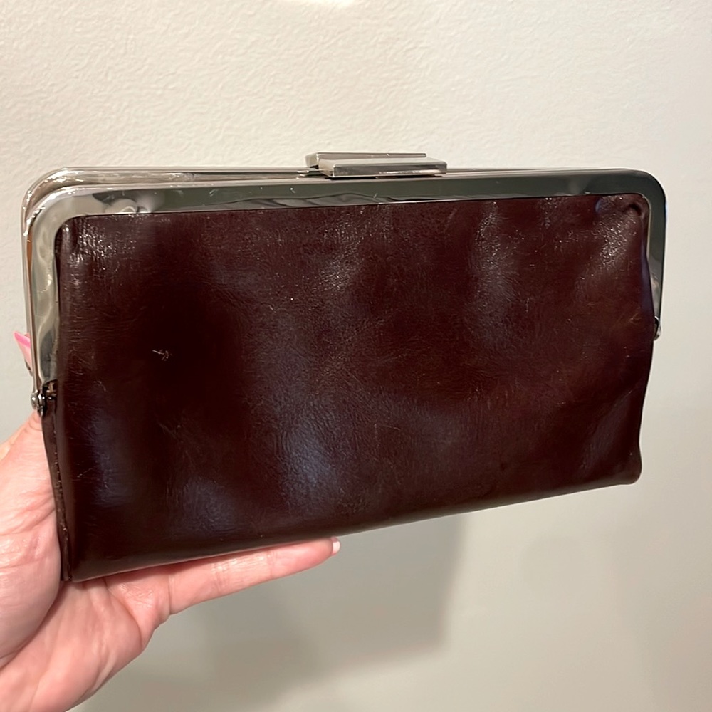 Classic Brown Leather Frame Clutch Wallet